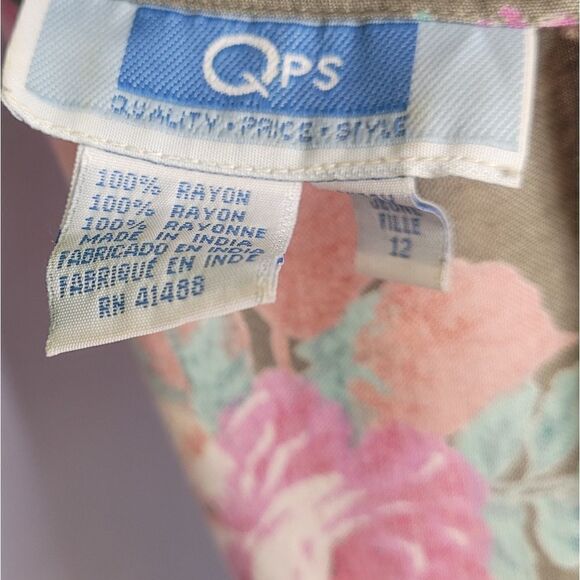 VINTAGE 90s dress‎ tan floral cottagecore rayon maxi with pockets M - Picture 6 of 10